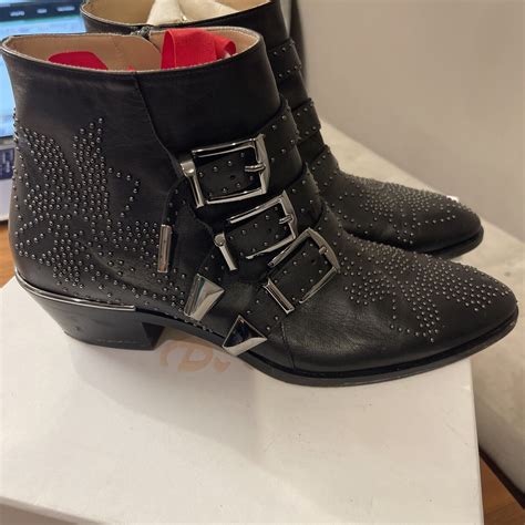 Susanna Silver Studded Black Leather Ankle Boot 